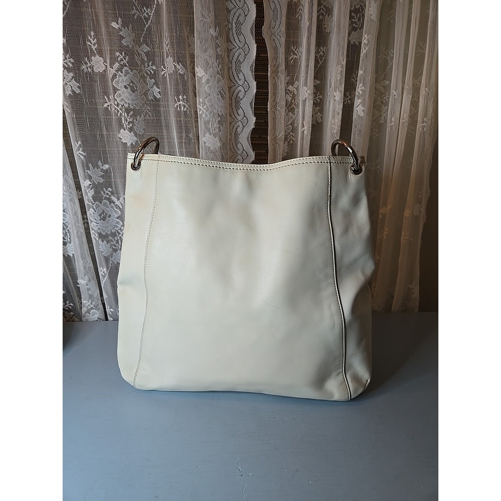 Vintage Coach white woven leather shoulder bag tassel turn lock large 2013 S1 - Picture 3 of 16
